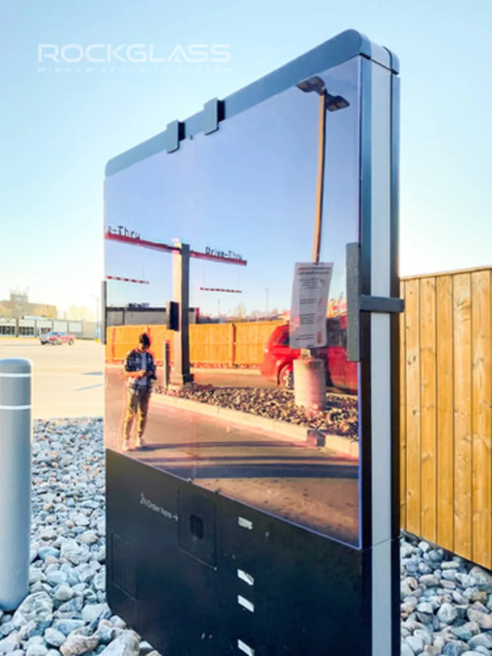 Drive-thru menu board in Thompson, Manitoba fitted with a RockGlass security screen protector